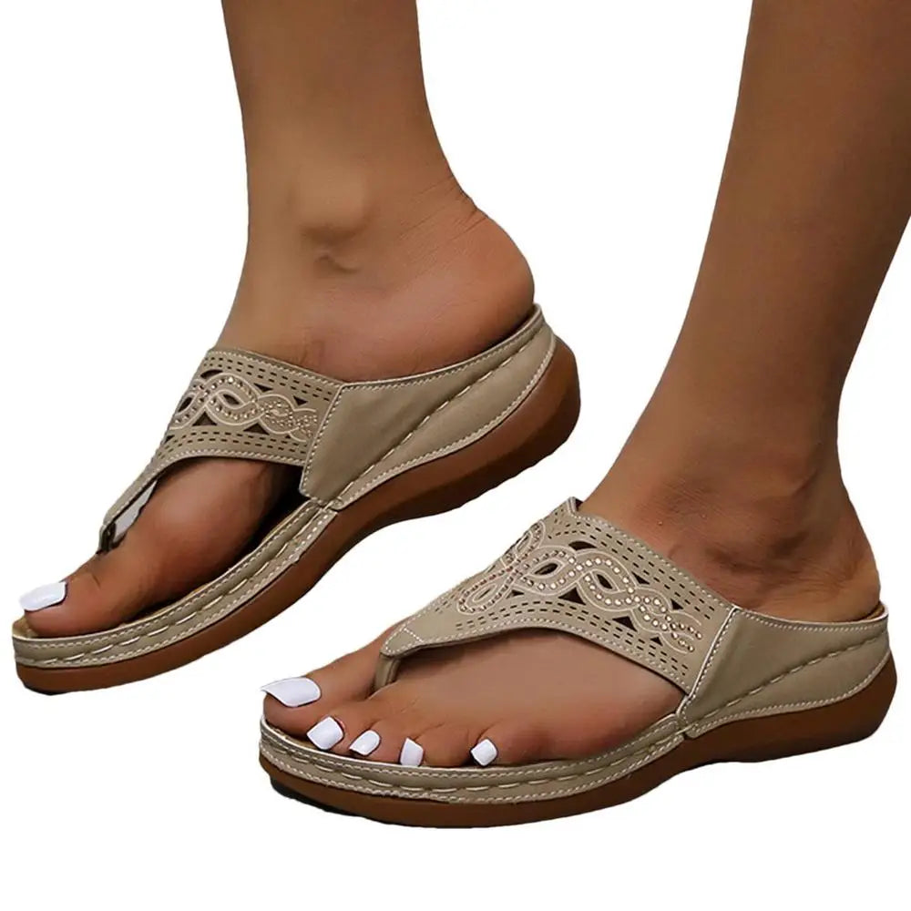 Womens Orthopedic Sandals Orthopedic Flip-Flops With Arch Support Thick Sole Slippers Non-Slip For Daily Wear Beach