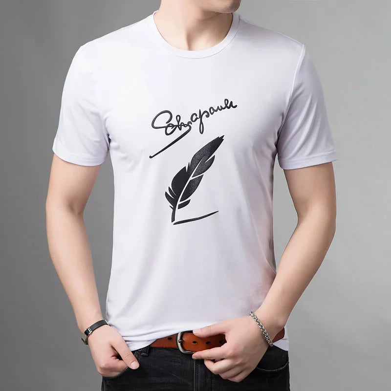 2025 New Fashion Brand T Shirts For Men Pattern O Neck Trends Streetwear Tops Summer Top Grade Short Sleeve T-Shirt Men Clothing