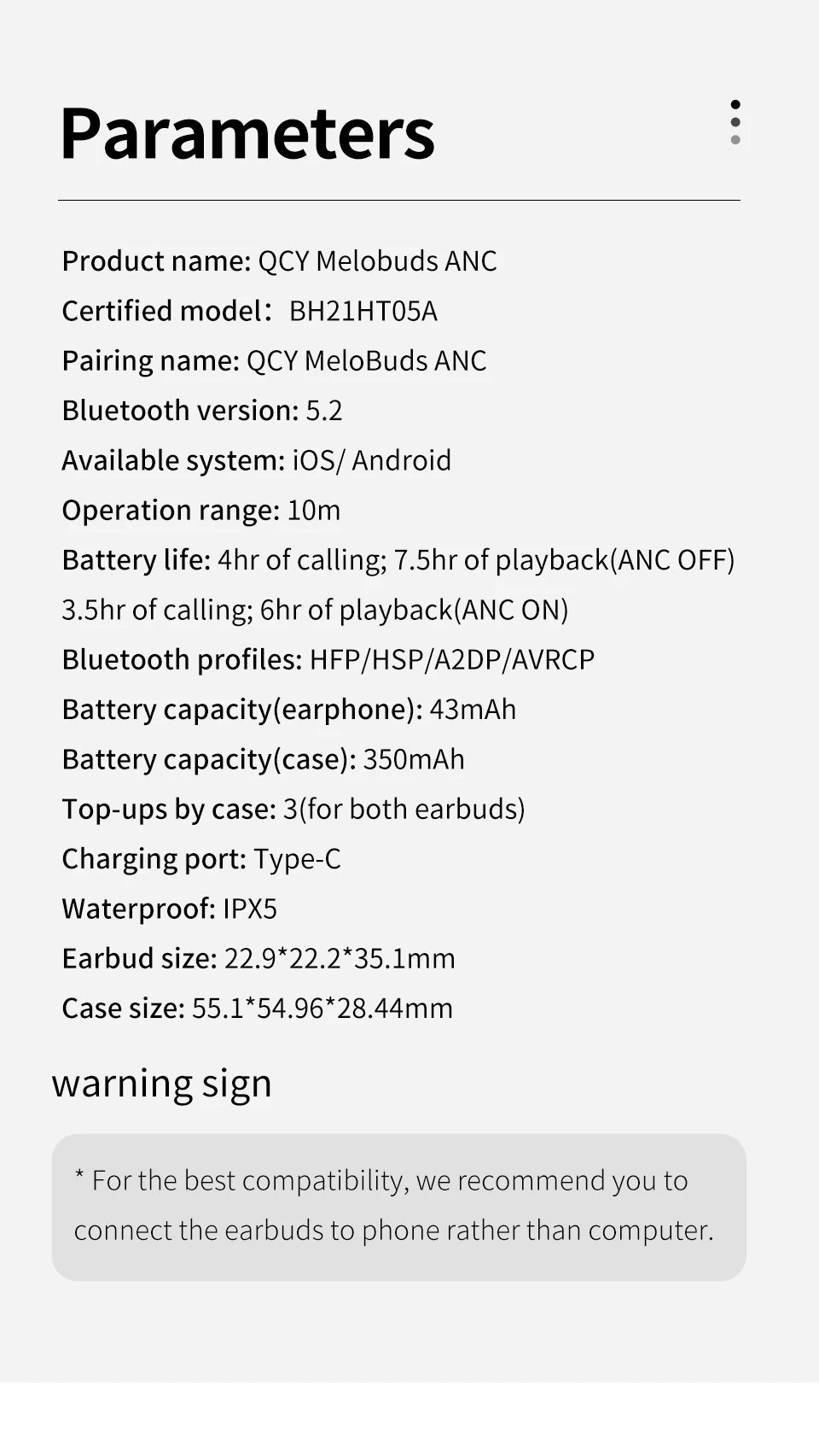 QCY HT05 ANC Wireless Earphone 40dB Noise Cancelling Bluetooth 5.2 Headphone 6 Mic ENC HD Call TWS Earbuds Transparency Mode