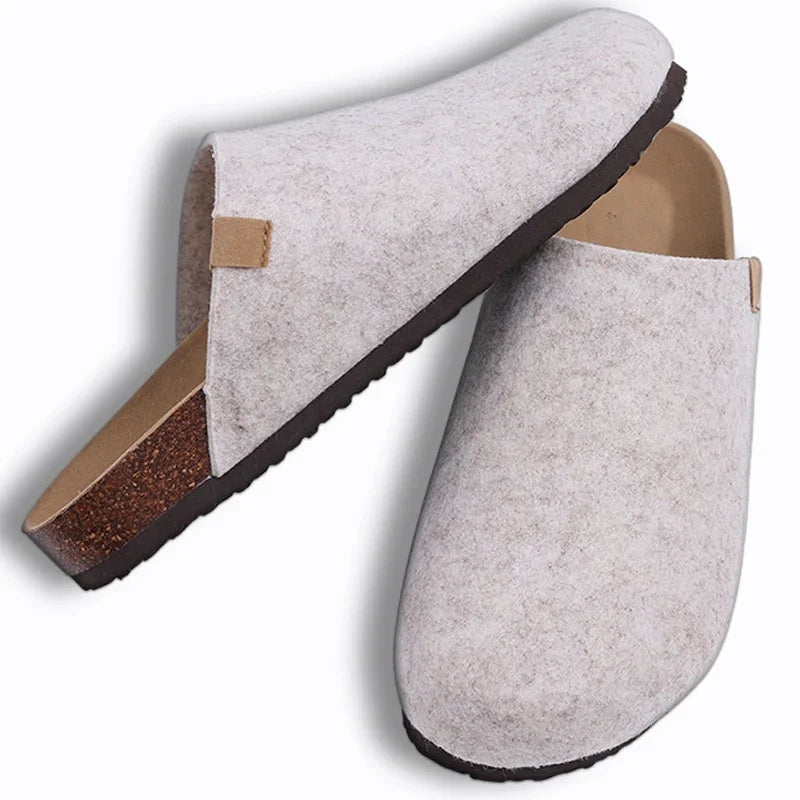 Fashion Women's Suede Mules Slippers Men Clogs Cork Insole Sandals With Arch Support Outdoor Beach Slides Home Shoes