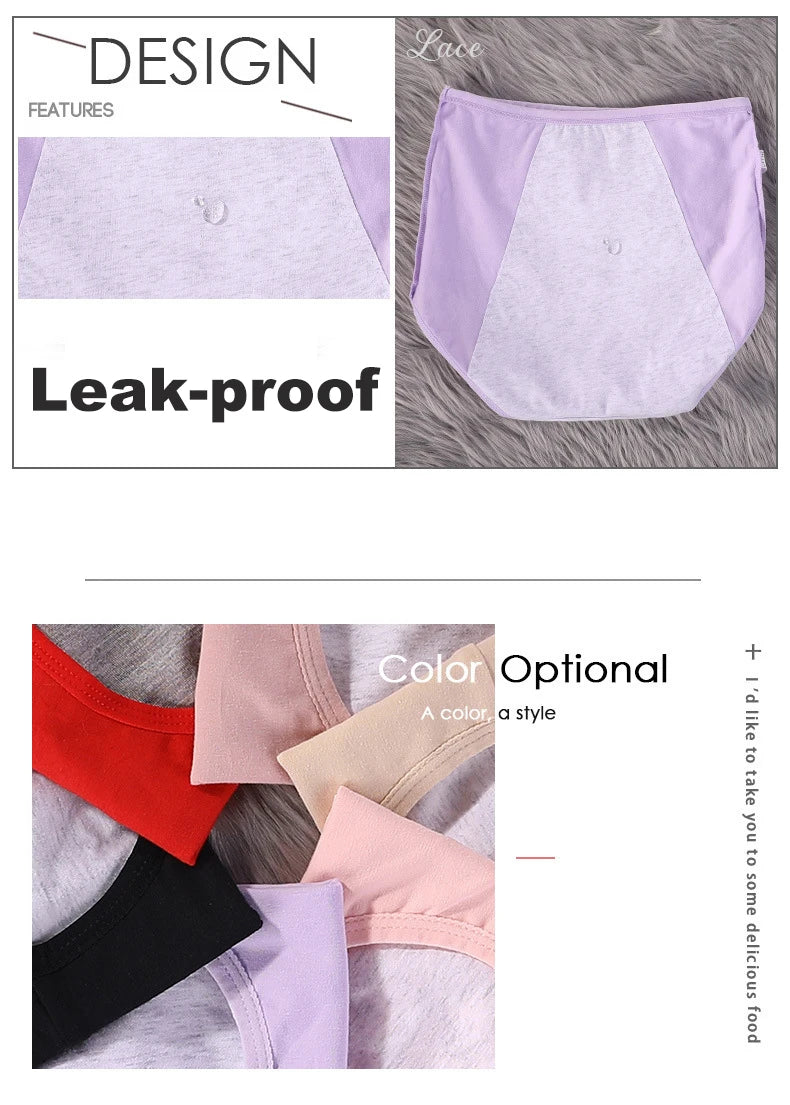 3pcs Girl Menstrual Panties Women's Physiological Briefs Ladies Period Leak Proof Panty High Waist Cotton Underwear