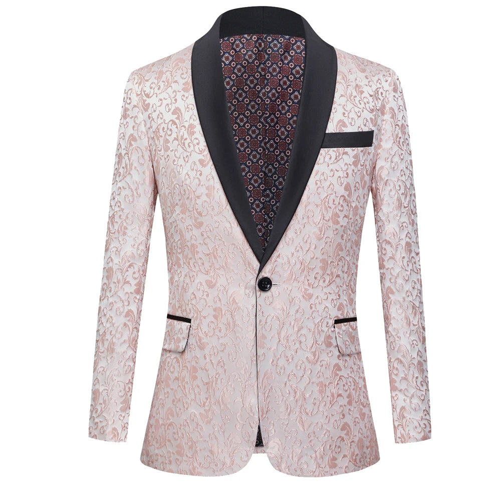 Men's Paisley Tuxedo Jacket One Button Dress Suit Jacket Floral Blazer for Dinner Party Prom Wedding