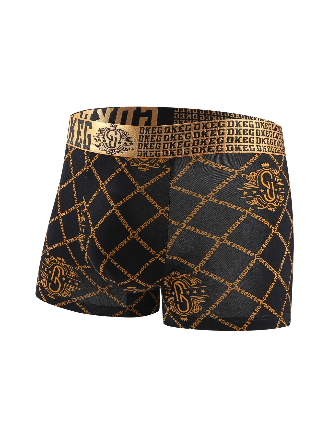 Men's luxurious black gold printed cotton boys' underwear antibacterial breathable boxer shorts 4-pack