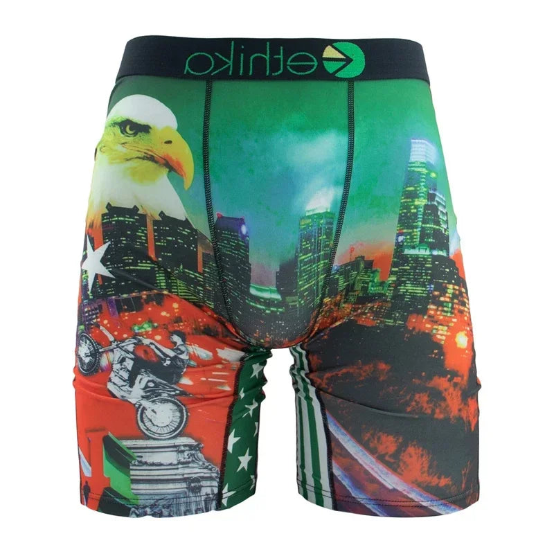 ETHIKA Underwear 1Pcs Men Sexy Printed Boxershorts Breathable Mens Trunks Plus Size S-3XL Man Swimming Underpants Men's Panties