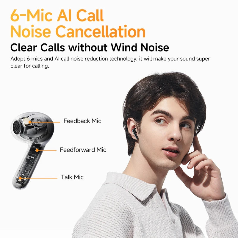 QCY HT10 AilyBuds Pro+ ANC Bluetooth Wireless Earphone Adaptive AI Audio Hi-res LDAC Earbuds ANC dual Connection Headphone