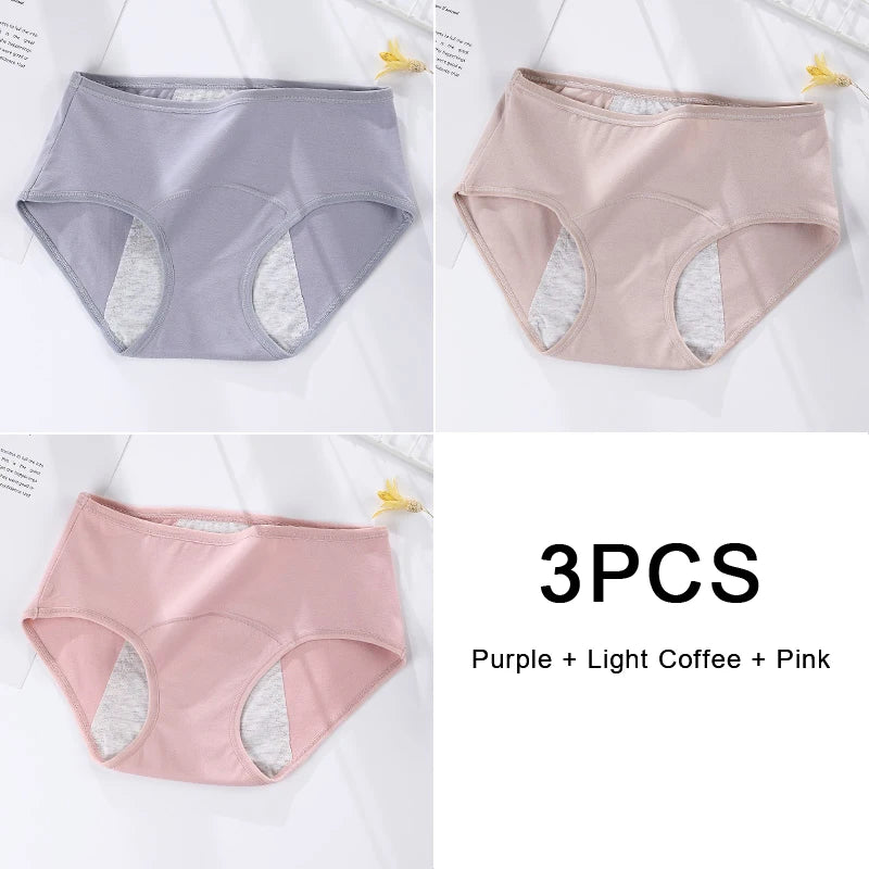 3PCS/set Women's menstrual briefs large flow postpartum water absorption leakproof briefs women's pure cotton menstrual briefs