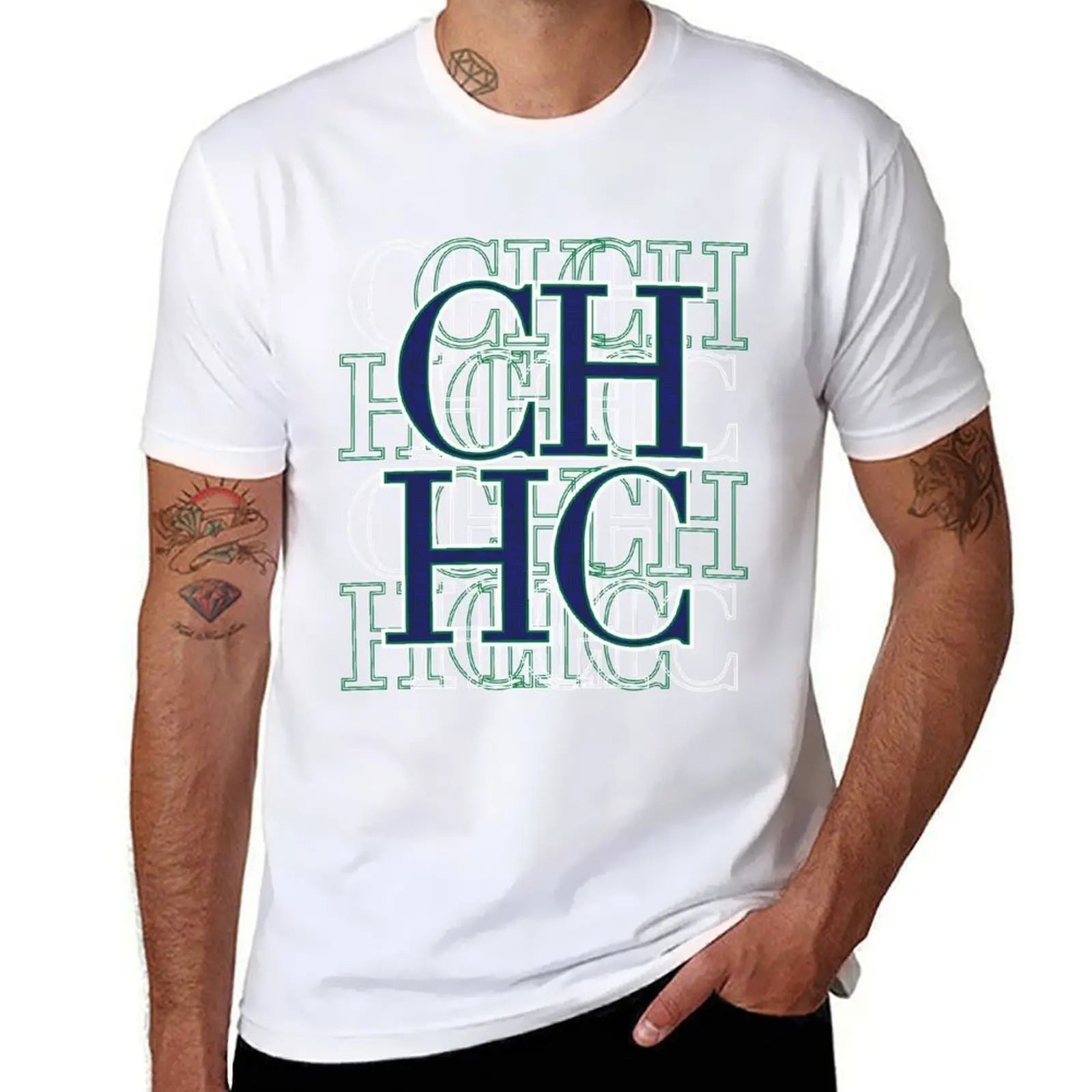 CHCH 2024 Summer New European and American Pure Cotton Short-sleeved Printed Crew Neck T-shirt