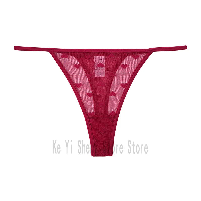 1PCS of women's thong, low-waist, transparent, sexy heart-shaped, breathable and seamless underwear for women