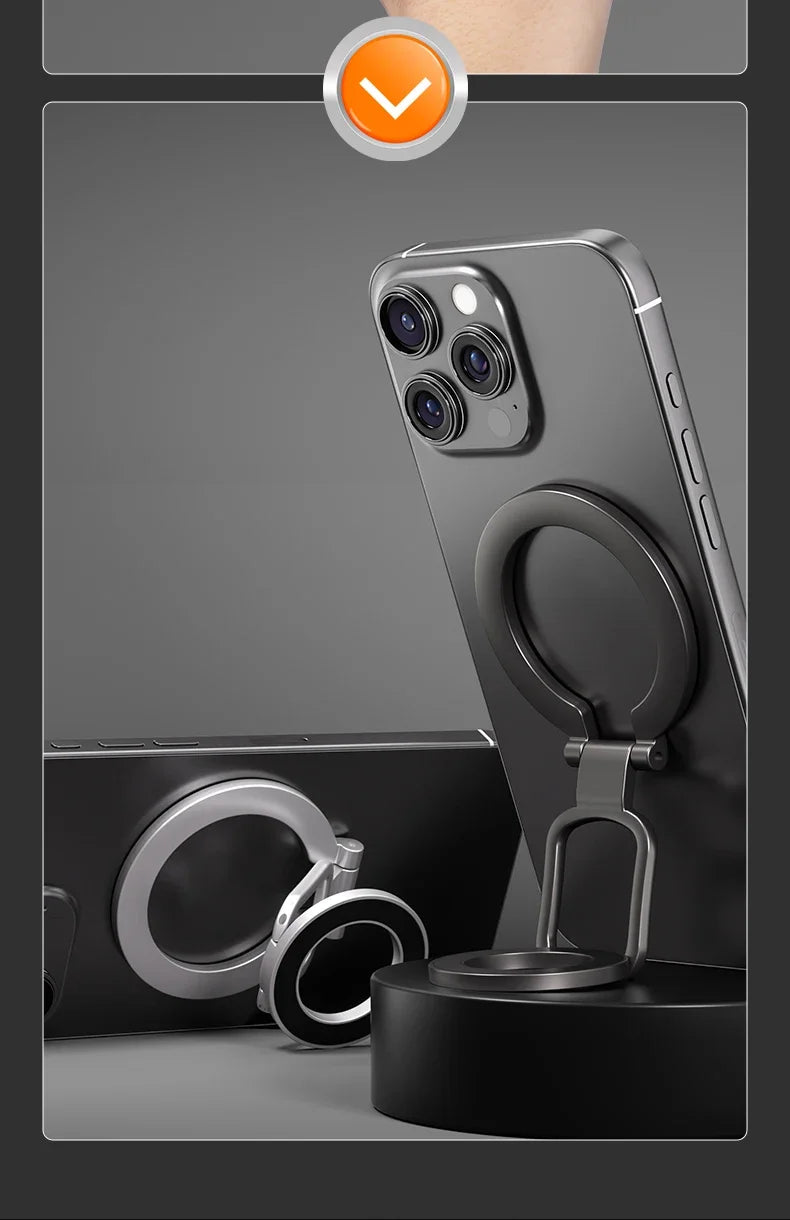 2025 Double-Sided For MagSafe Phone Holder for iPhone 14/15/16 Foldable 360° Rotating Stand Strong Magnet & Finger Grip Suppor