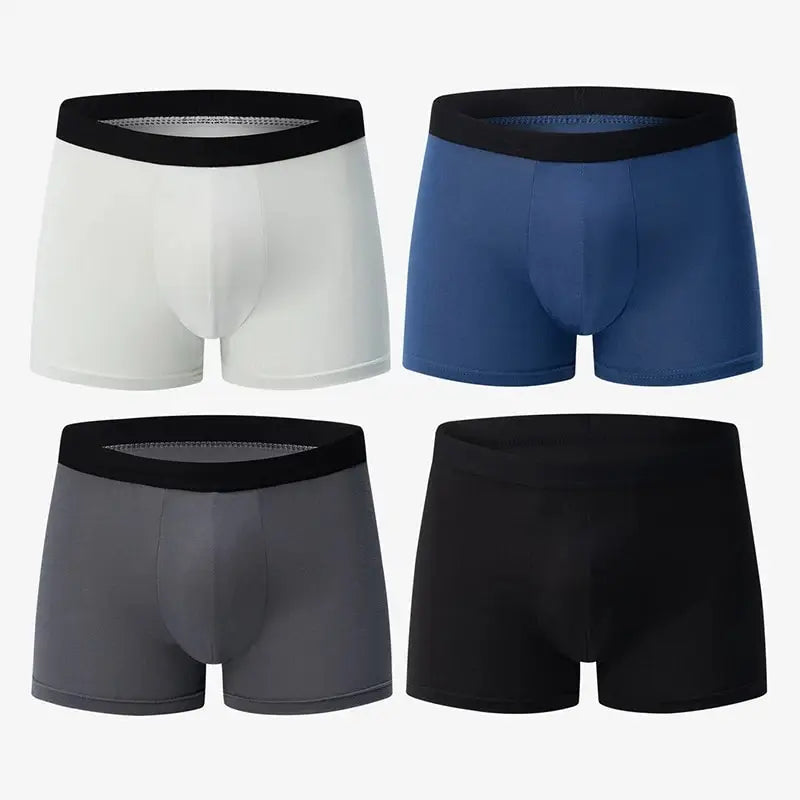 4 pieces European and American MEN'S Solid Color Boxer Underwear Comfortable Swimming Trunks Oversized Juvenile Boxer Underwear