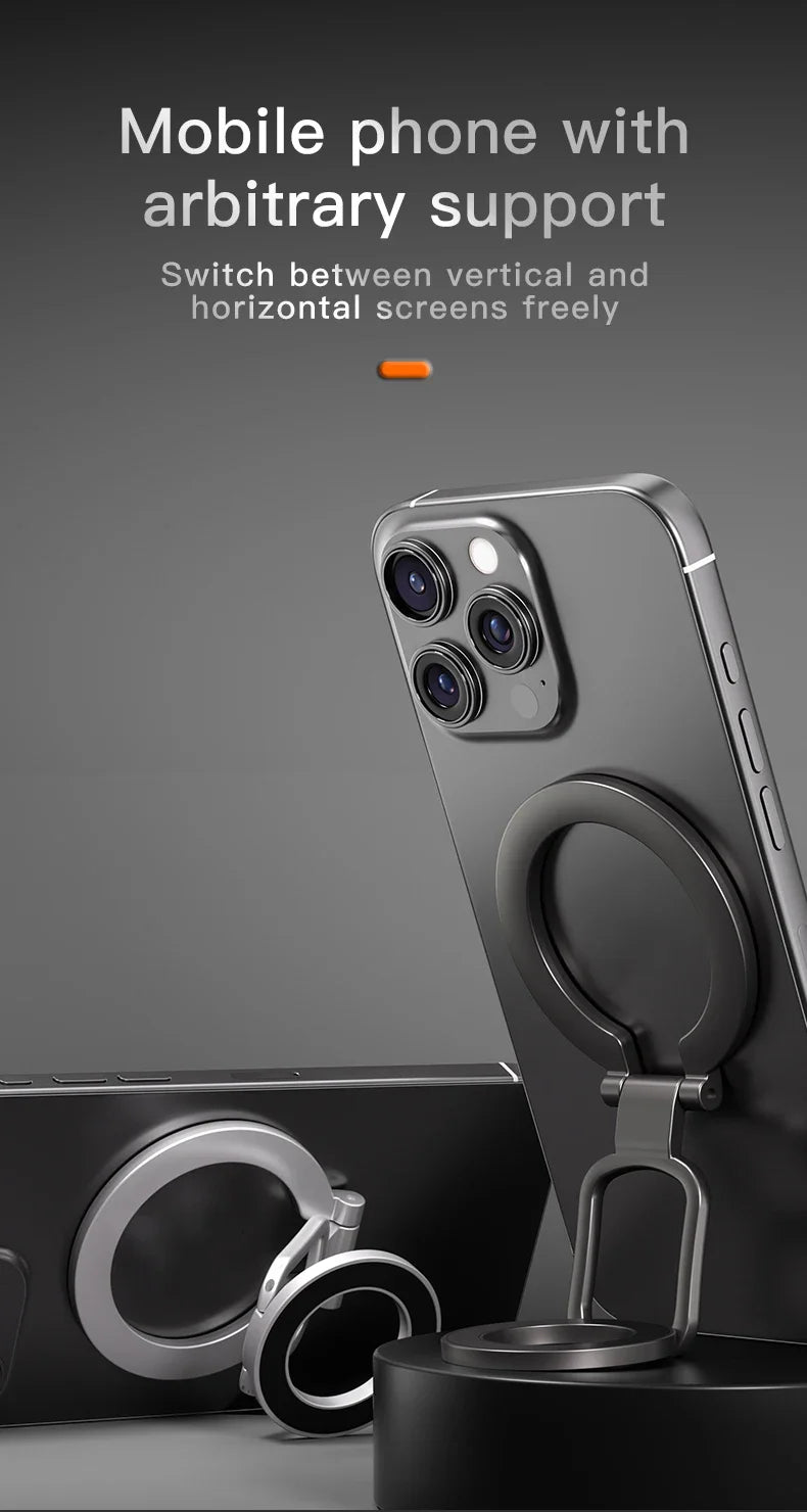 2025 Double-Sided For MagSafe Phone Holder for iPhone 14/15/16 Foldable 360° Rotating Stand Strong Magnet & Finger Grip Suppor
