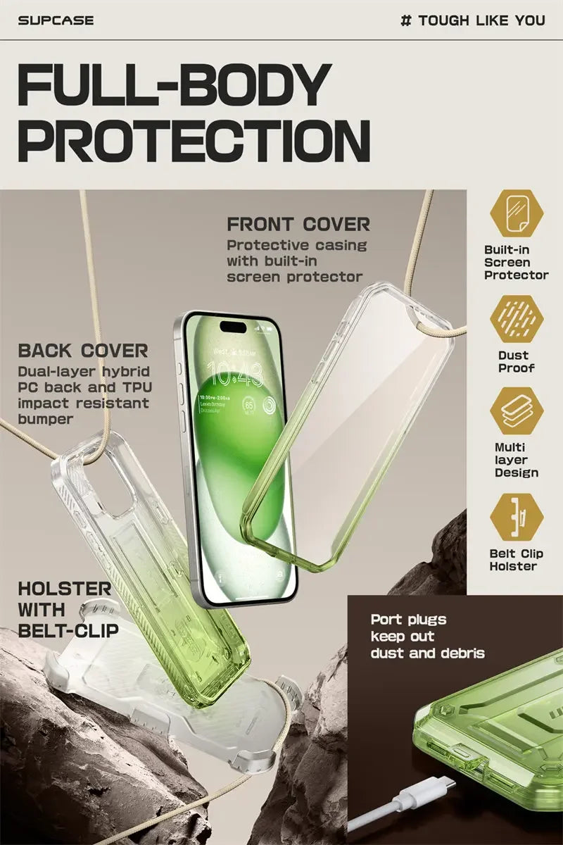 SUPCASE For iPhone 15 Pro Max Case 6.7" (2023) UB Pro Full-Body Rugged Heavy Duty Rugged Case with Built-in Screen Protector