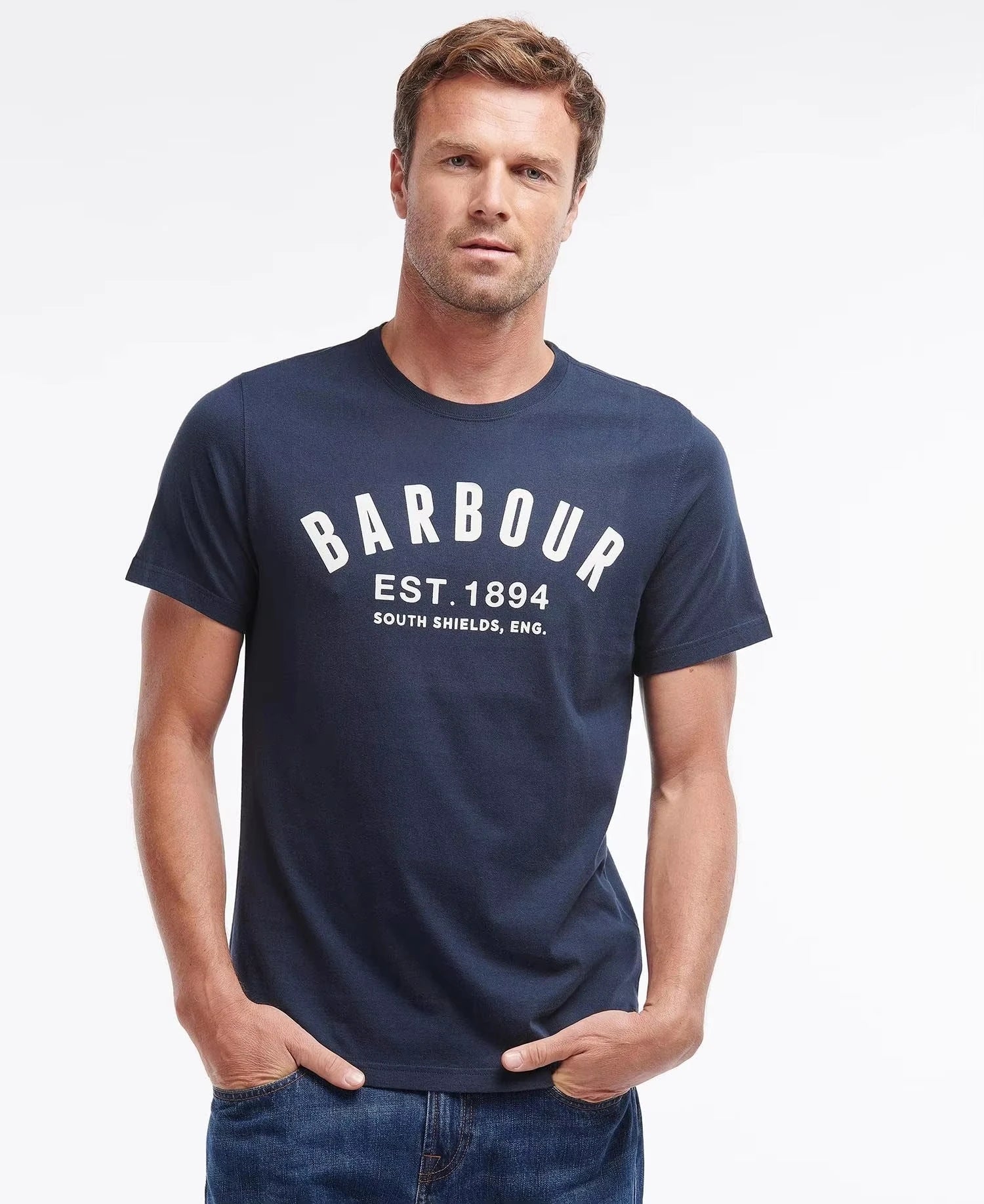 Barbour Logo Outdoor Sports Peripheral Pattern Printing Summer Luxury Brand Cotton Men's and Women's T-Shirts Short Sleeves