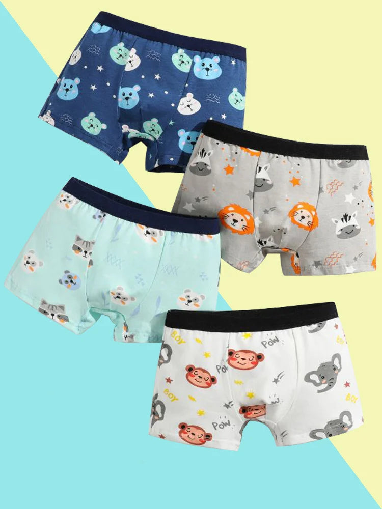 4/8 pcs Boys Boxer sets Briefs Kids Cotton Underwear Baby Underpants Teenager Cartoon Dinosaur Print Soft Children Panties 2-15Y