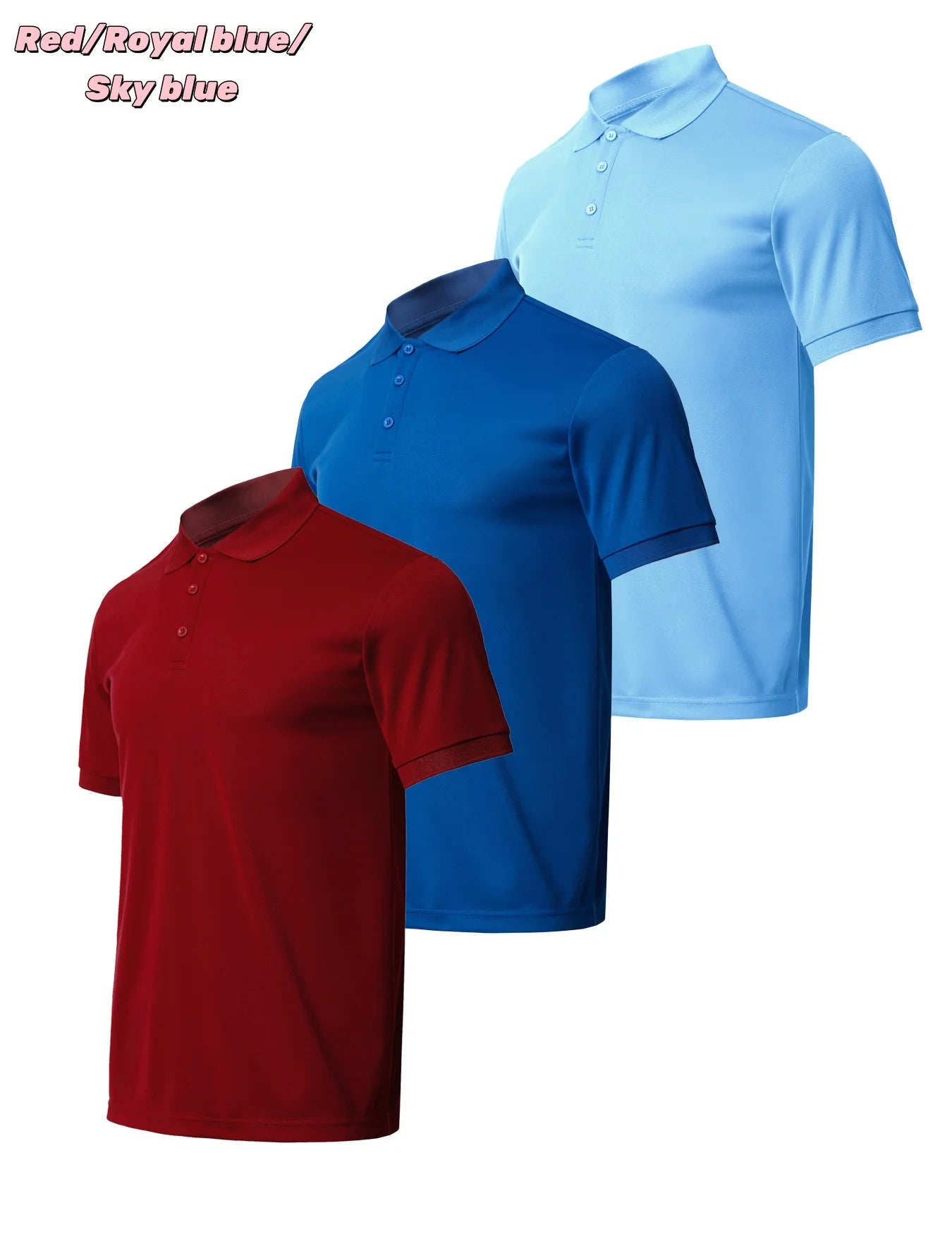 3-piece men's quick drying short sleeved casual sports golf shirt moisture wicking casual fitness top