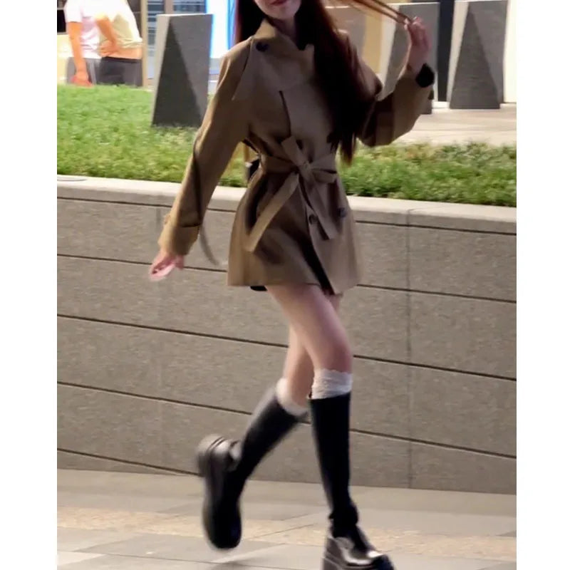 Korean-English Style Trench Coat Women's Spring and Autumn New Style Unique Temperature Medium-Length Waist Coat