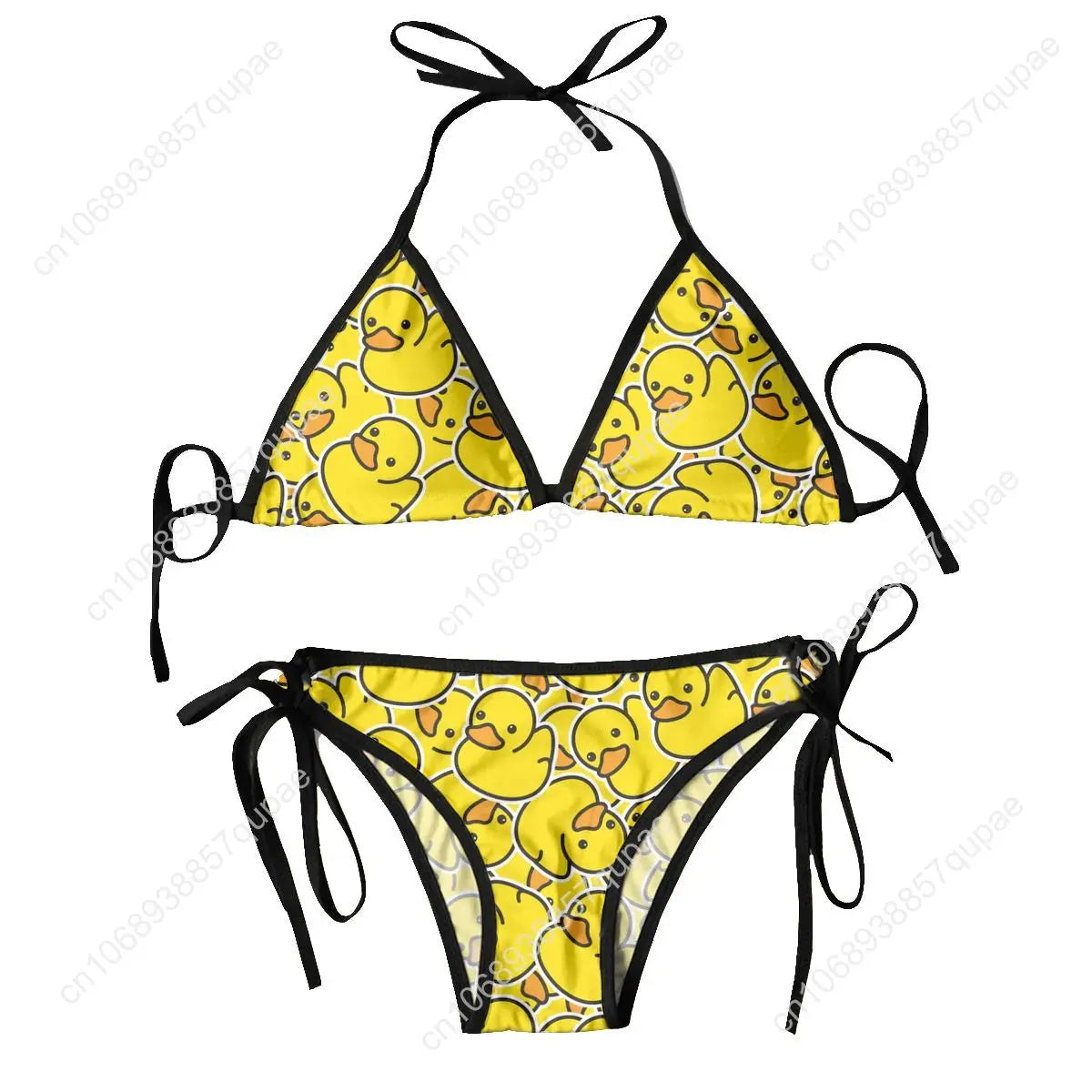Bikini Femme 2024 Luxe Duck Seamless Ducky Cartoon Yellow Two Piece Women's Set