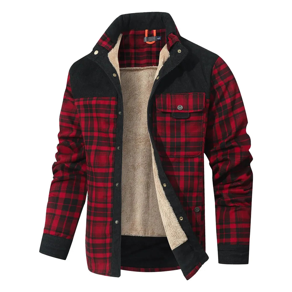 Men's Jackets Winter Windproof Warm Casual Bomber Coat Plaid Sherpa Lined Flannel Outdoor Classic Jacket Men US Size