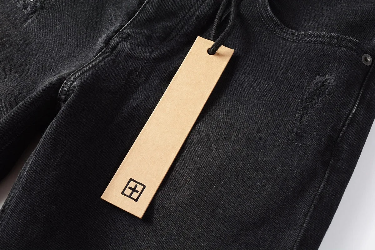2025 New Fashion Trend High Quality Jeans Classic Retro American High Street Ripped Gray Paint Washed Skinny Jeans Men
