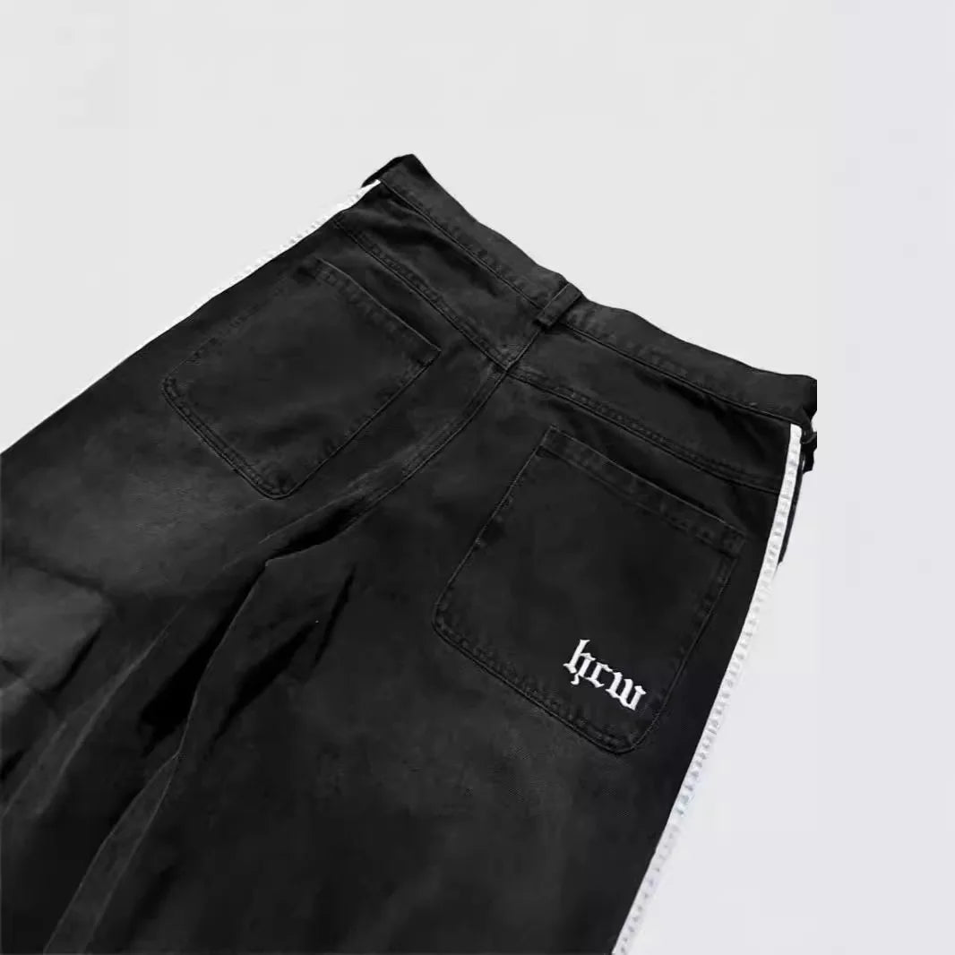 2025 men Jean Fashion high quality Striped Harajuku Jeans women Hip Hop streetwear Casual wide leg Jeans Vintage Jean