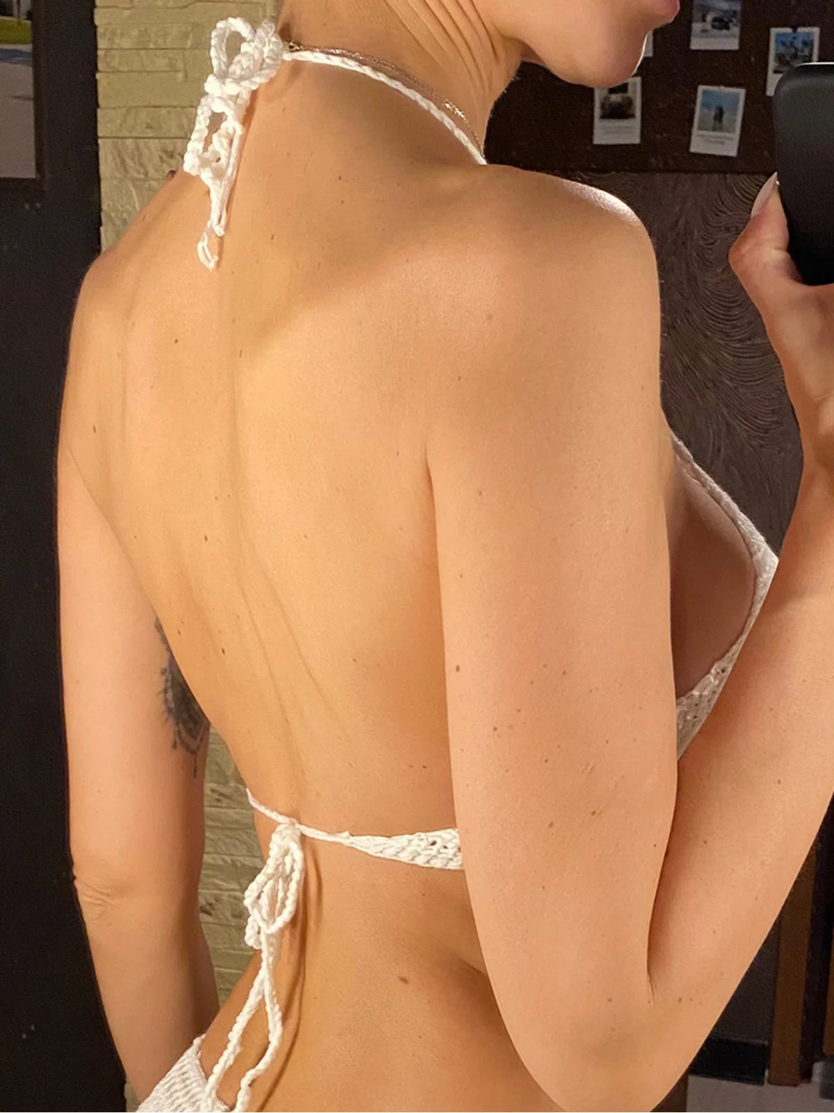 7 Colors Crochet Knitted Halter Bikini Top Female Swimsuit Women Swimwear Bather Bathing Suit Swim Hollow Out Beach Top V4192