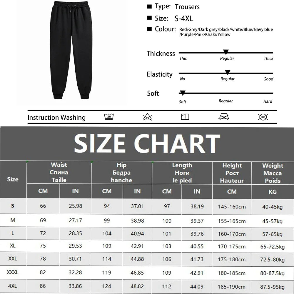 Autumn Winter Men's Casual Pants Drawstring Casual Pants Joggers Workout Running Gym Fitness Sports Trousers Streetwear