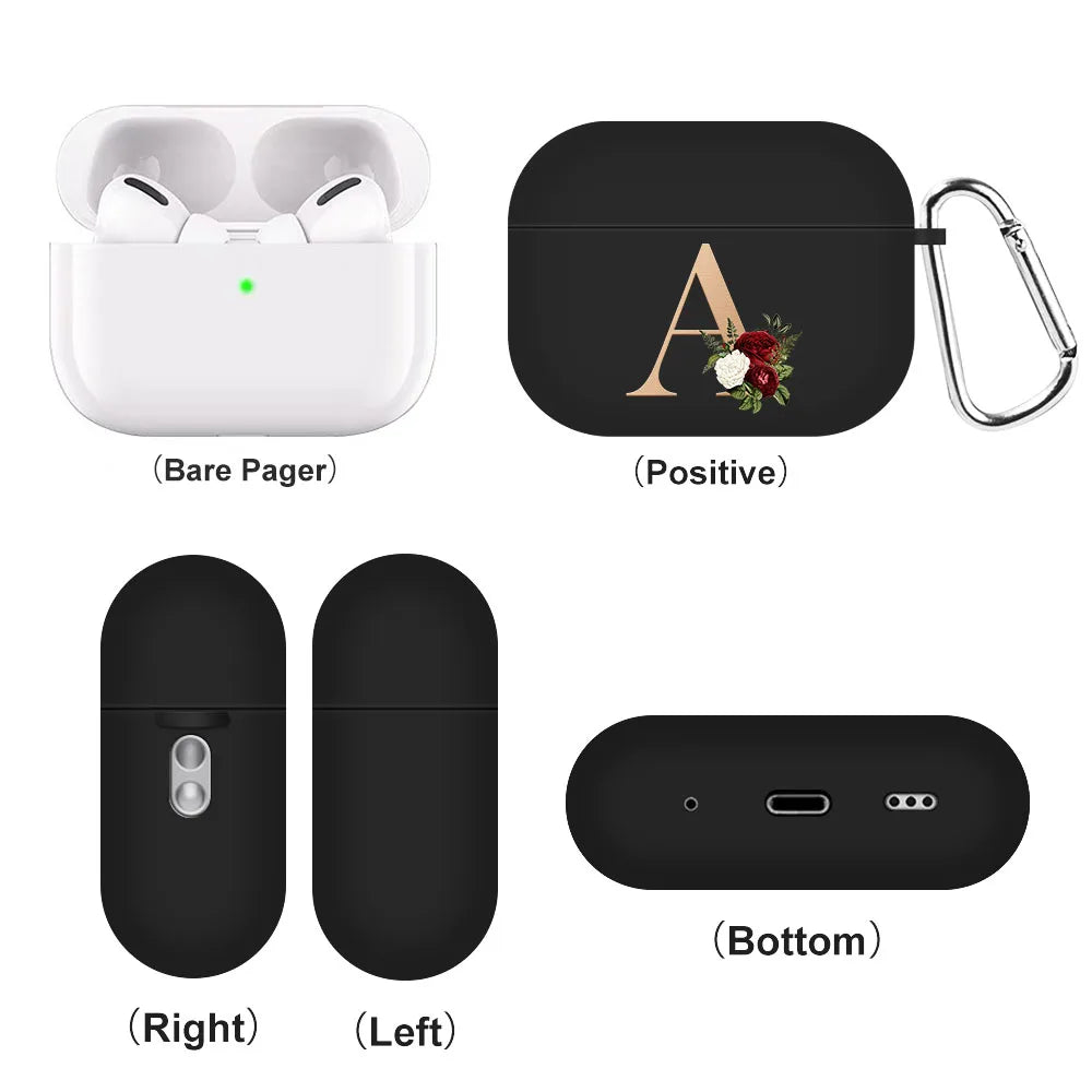 For Airpods Pro 2 USB C Case Silicone Letters Earphone Case For Apple AirPods  4 2nd Generation Pro2 Funda Headset Sleeve Case