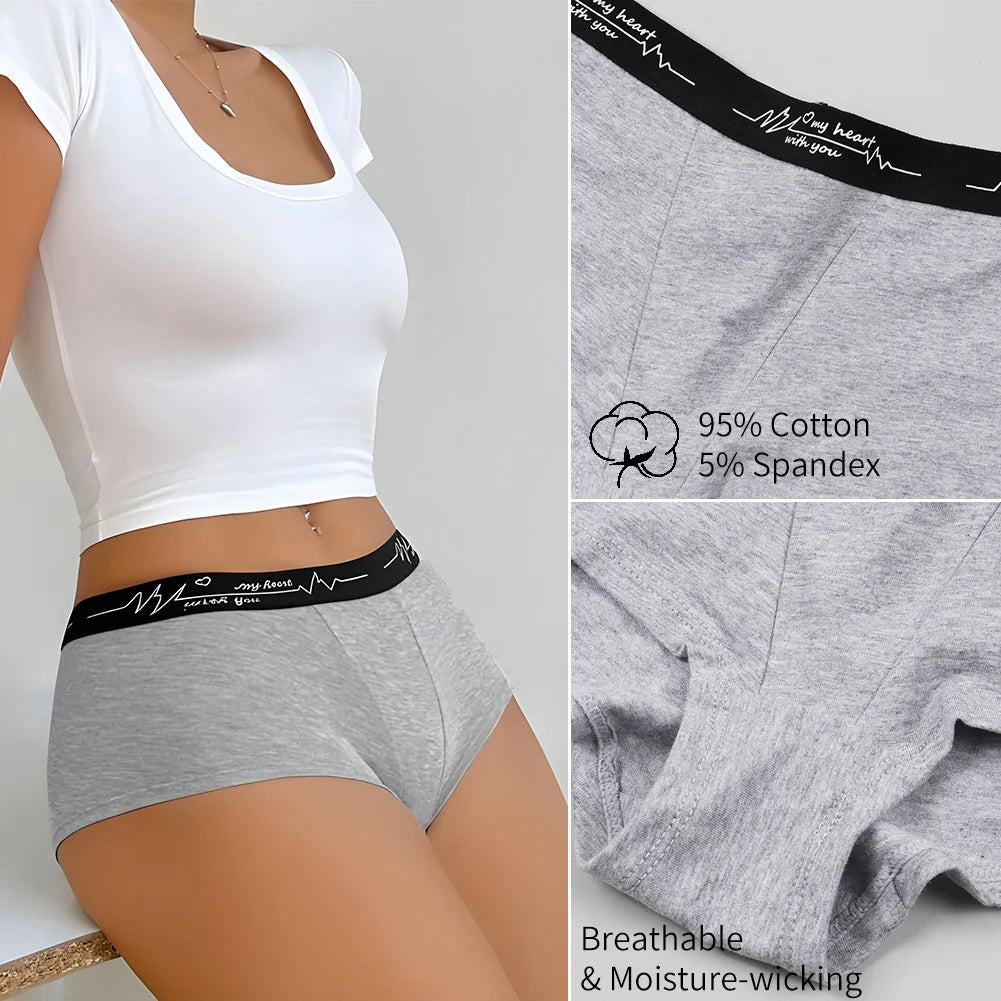 6 Pcs Cotton Boyshort Underwear for Women Cute Boxer Briefs Panties Ladies