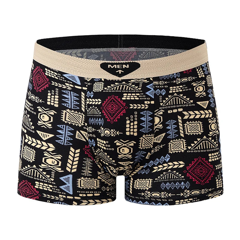 5 Pcs Fashionable And Versatile Printed Underwear For Men In All Seasons Comfortable Plus Size Youth Boxer Shorts Casual Shorts