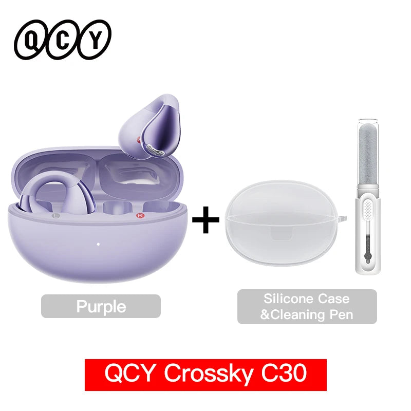 QCY Crossky C30 Wireless Earphones Bluetooth 5.4 Ear clip TWS Sports Earbuds Open Ear Earclip Dual-Connection Headphone