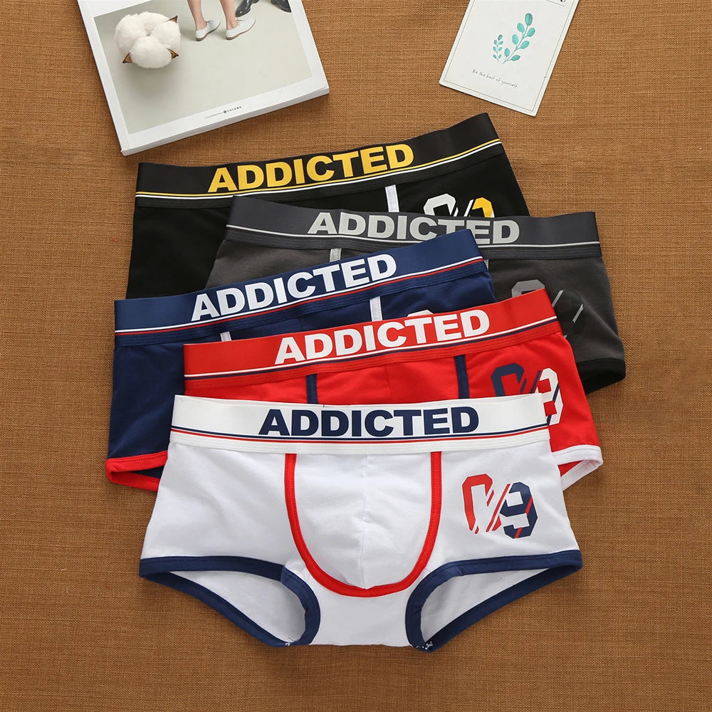 Addicted Men's Cotton Underwear Low Waist Sexy Trendy Briefs Comfortable Sweat-Absorbent Antibacterial Boxer Shorts Underpants