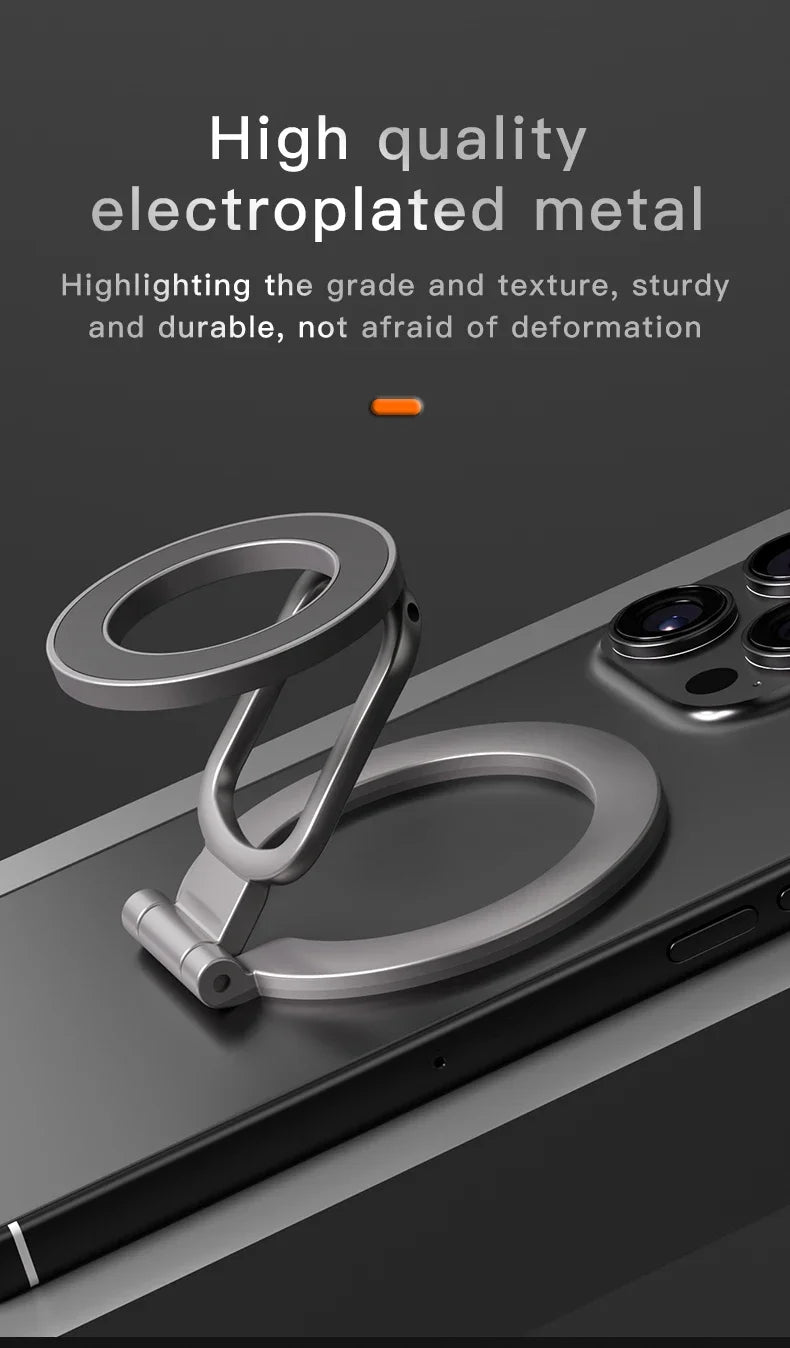 2025 Double-Sided For MagSafe Phone Holder for iPhone 14/15/16 Foldable 360° Rotating Stand Strong Magnet & Finger Grip Suppor