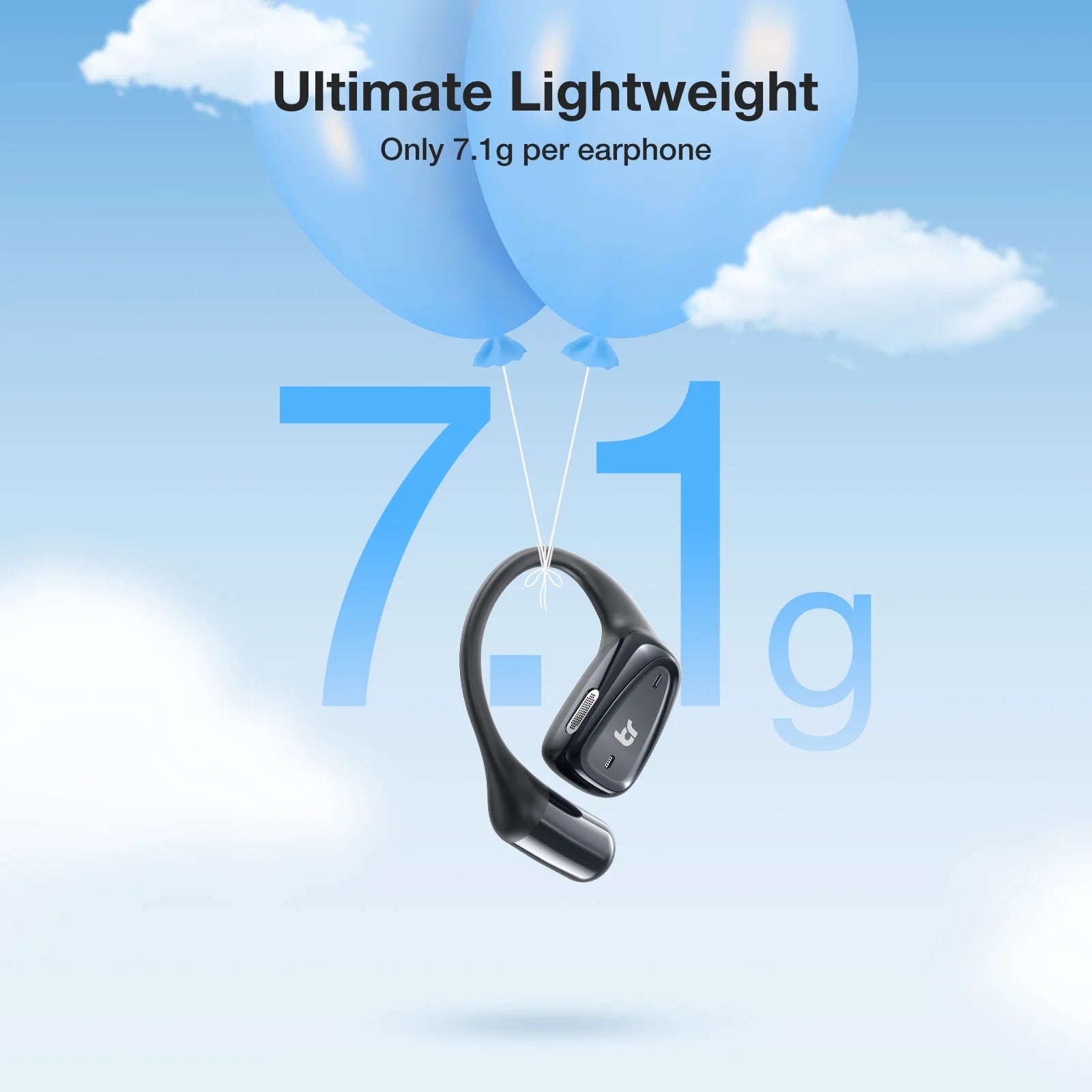 BR-CT3 Mini Open Ear Headphone Wireless Earphone bluetooth 5.4 Light Comfortable Ear Hooks Clear Call IPX7 Waterproof Sports