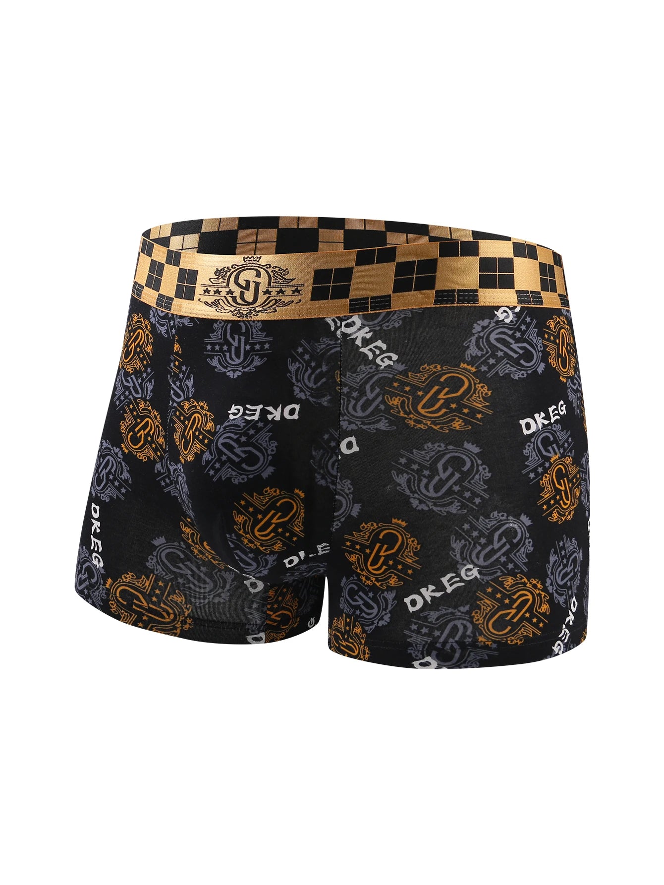 Men's luxurious black gold printed cotton boys' underwear antibacterial breathable boxer shorts 4-pack