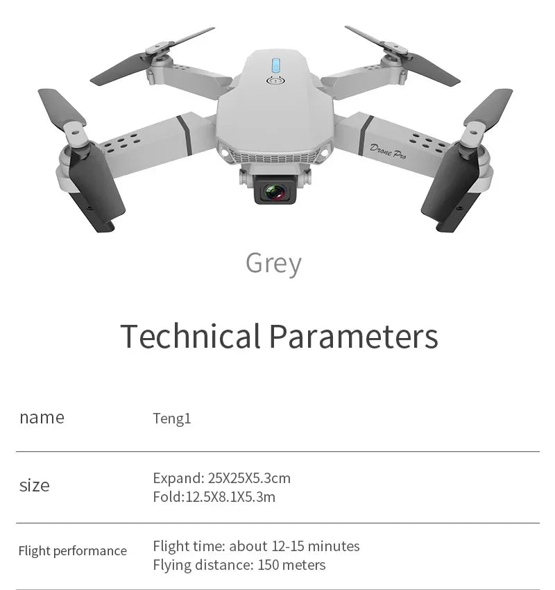 2025 New E88 Pro WiFi FPV Drone - 1080P/4K Single/Dual Camera, Wide-Angle HD, Altitude Hold, Foldable Quadcopter, RC Helicopter