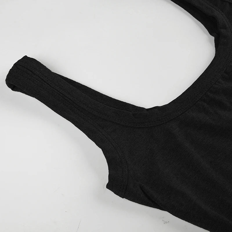 BIIKPIIK Solid Square Collar Women Rompers Casual Sleeveless Knit Playsuits Sporty Jogging Slim Fit Overalls Body-shaping Summer