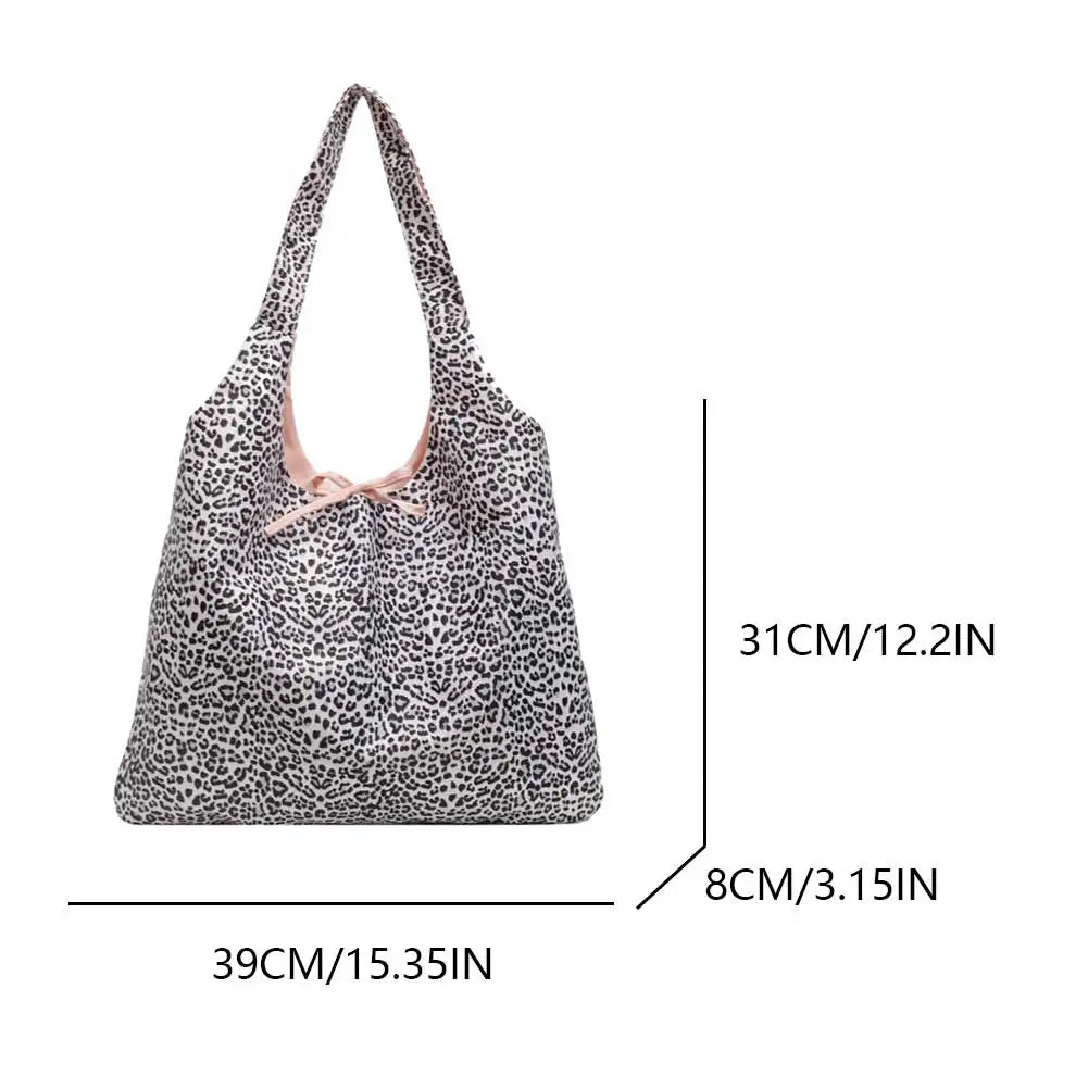 Shoulder Bag for Women Leopard Print Purse and Handbag Nylon with Interior Pocket Large Slouchy Hobo Bag Work Travel Bag