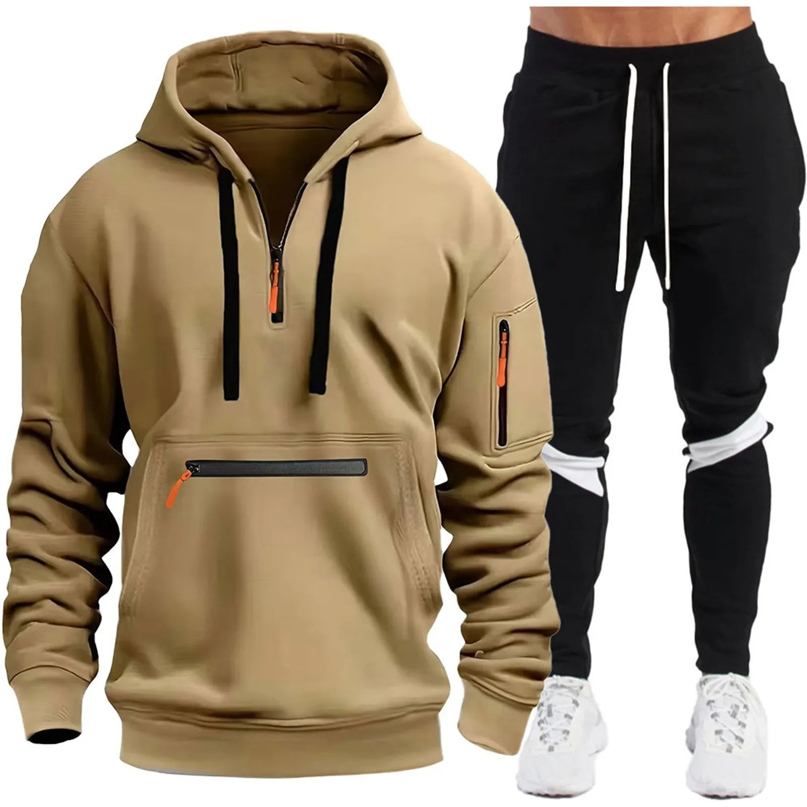 Men's Hoodie Set Autumn And Winter Fashion Casual Printed Sweatshirt Pants Sportswear Mens Brocade Suit Tracksuit Clothing