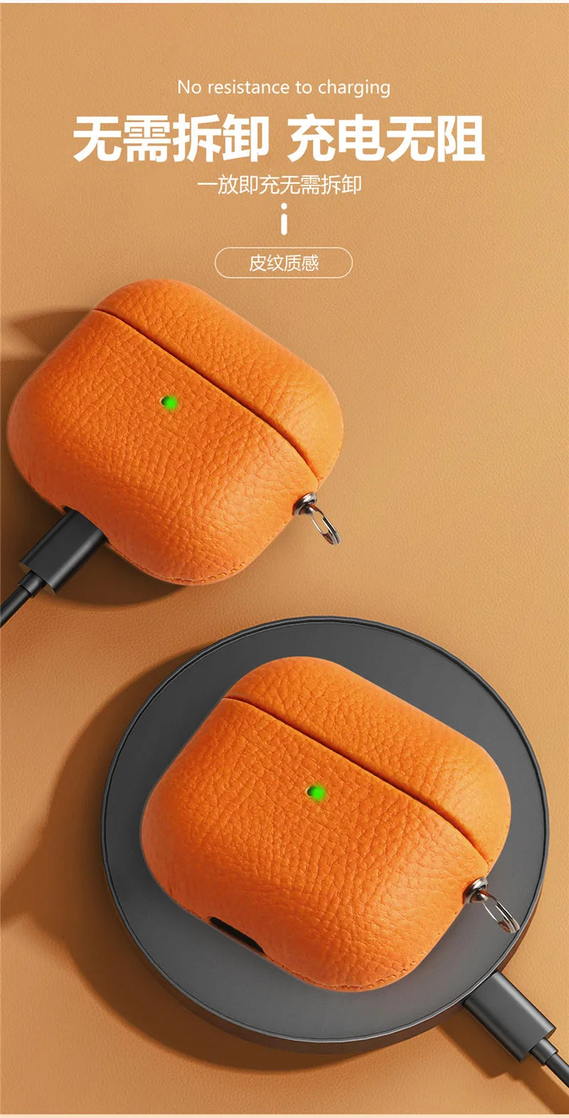 Genuine Leather For AirpPods Pro 2 Case AirPods 1 2 3 cover Bluetooth Earphone Accessories Lychee Pattern Cowhide With Buckle