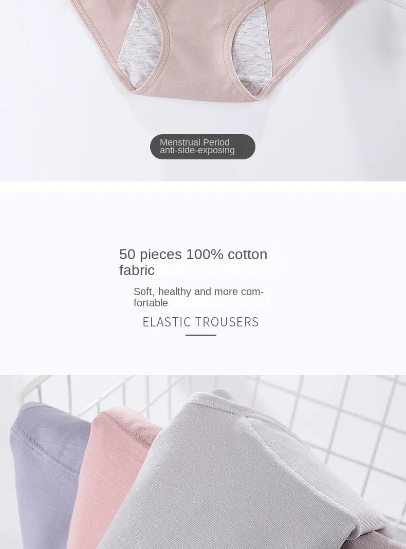 3PCS/set Women's menstrual briefs large flow postpartum water absorption leakproof briefs women's pure cotton menstrual briefs