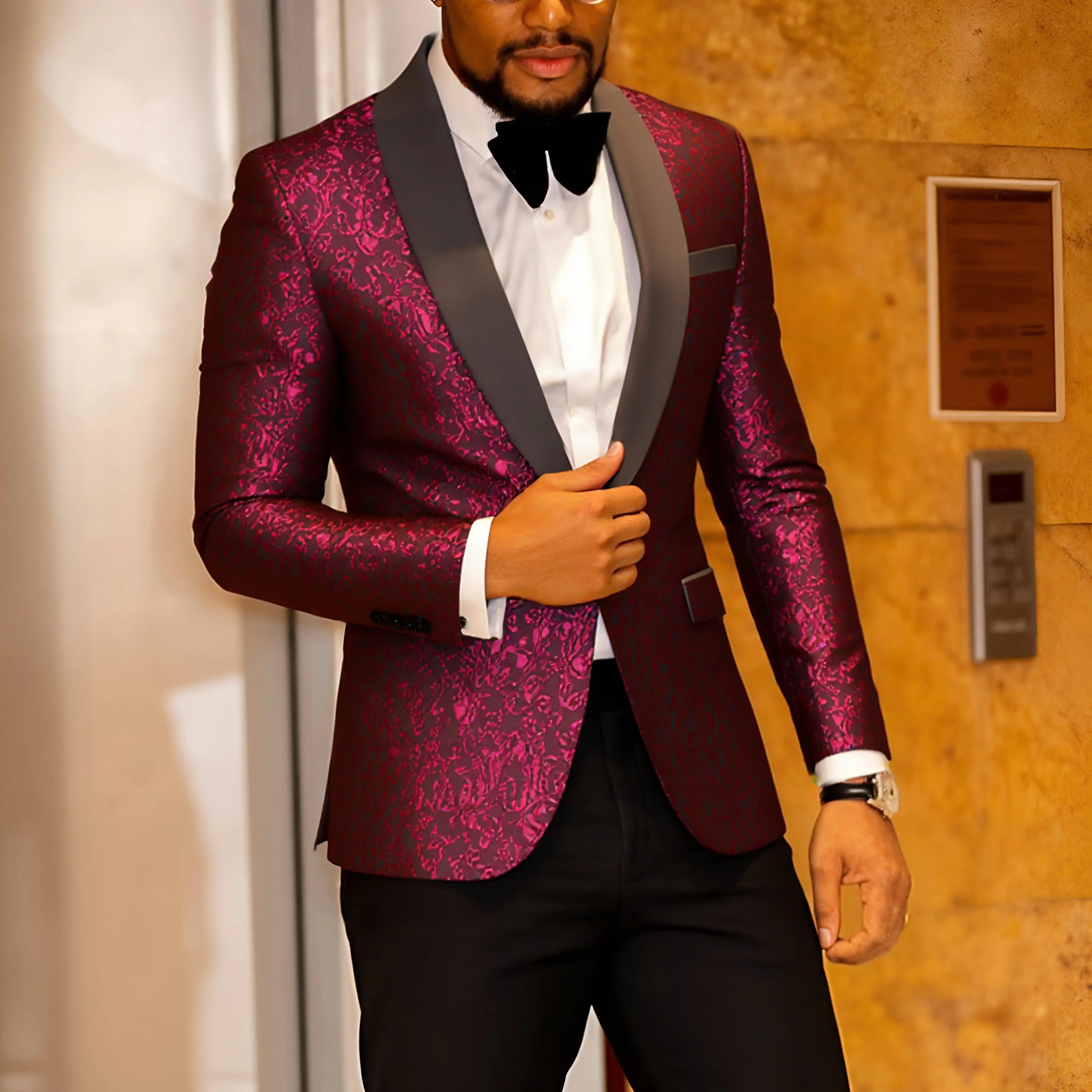 Men's Paisley Tuxedo Jacket One Button Dress Suit Jacket Floral Blazer for Dinner Party Prom Wedding