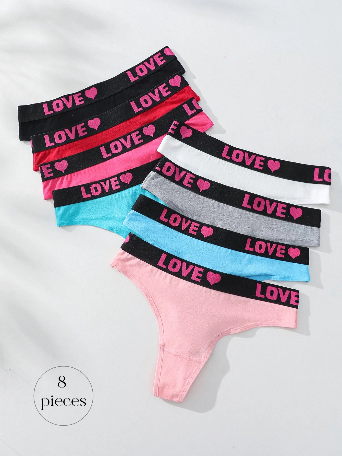 8 pieces, women's cotton comfortable thong, simple casual holiday sexy bikini women's underwear, women's underwear