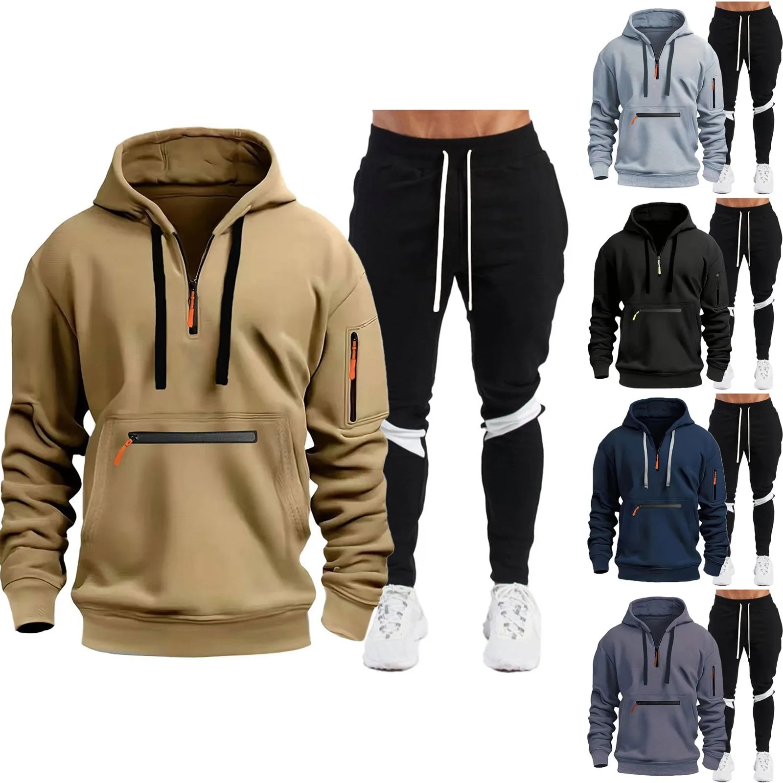 Men's Hoodie Set Autumn And Winter Fashion Casual Printed Sweatshirt Pants Sportswear Mens Brocade Suit Tracksuit Clothing