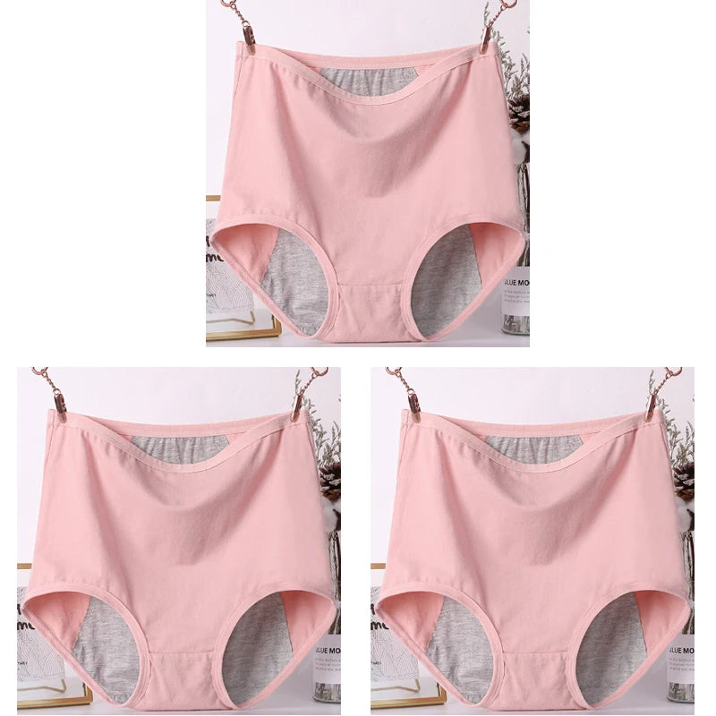 3pcs Girl Menstrual Panties Women's Physiological Briefs Ladies Period Leak Proof Panty High Waist Cotton Underwear