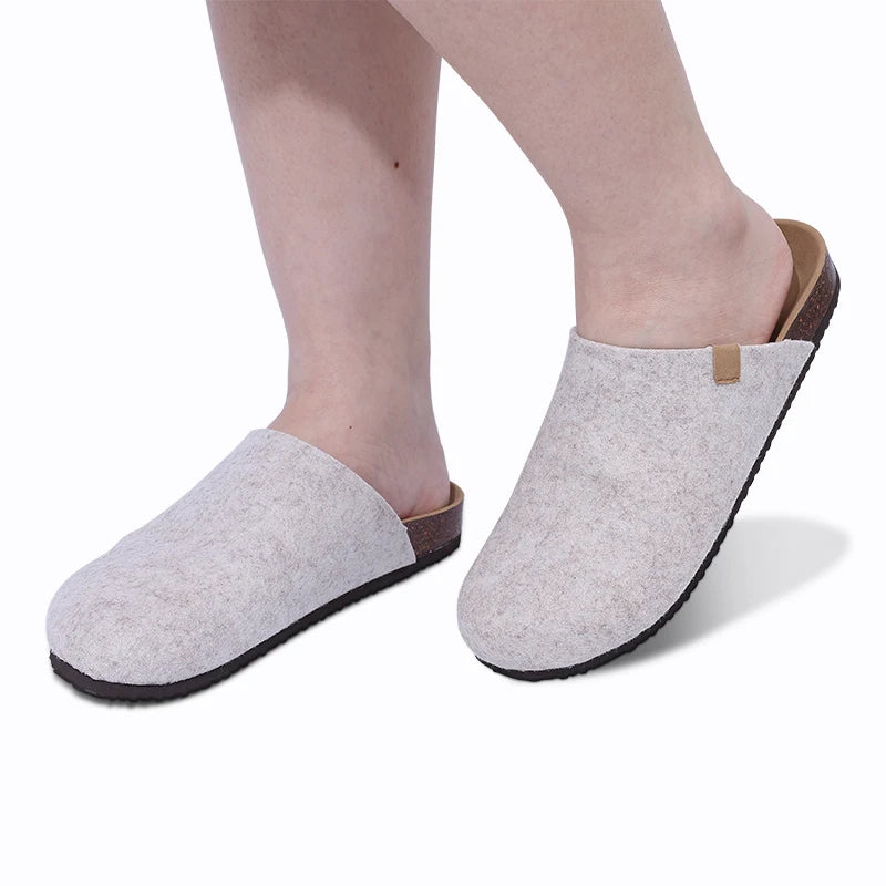 Fashion Women's Suede Mules Slippers Men Clogs Cork Insole Sandals With Arch Support Outdoor Beach Slides Home Shoes