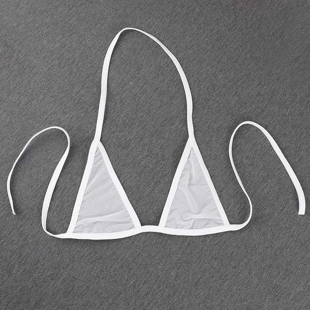 Womens Sexy Mesh Strap Lingerie Bikini Swimwear Bra With Tie Side Thong Beachwear Strap Bra Underwear Set Casual Female Bikini