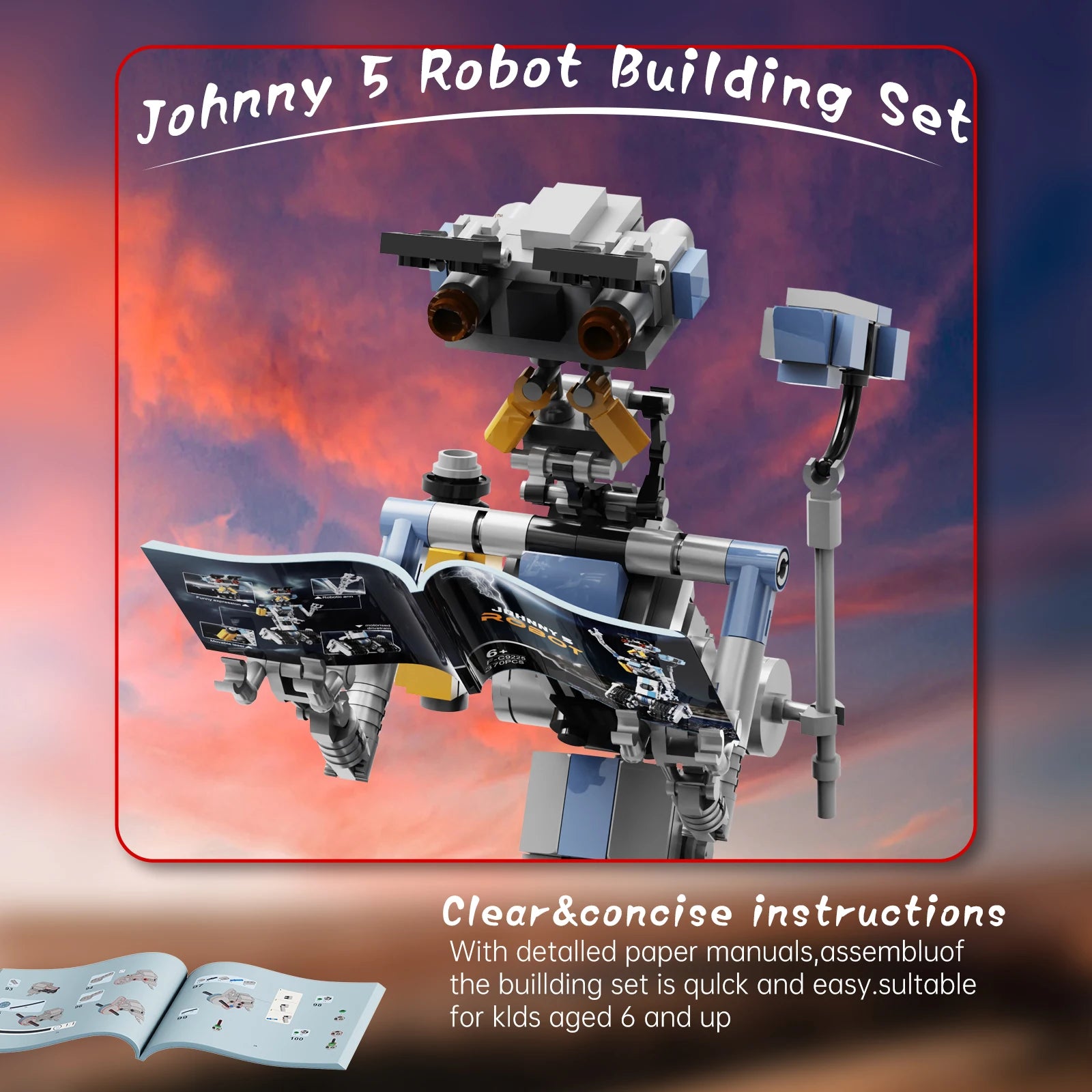 Johnnys 5 Robot Building Blocks Set Military Robot Model Action Figure Bricks Johnnys Five Building Blocks Toys for Kids Gifts