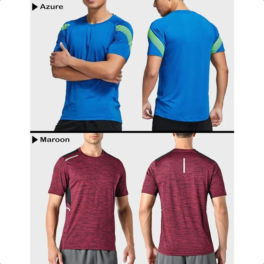 5 Pack Men s Active Quick Dry Crew Neck T Shirts Athletic Running Gym Workout Short Sleeve Tee Tops Bulk