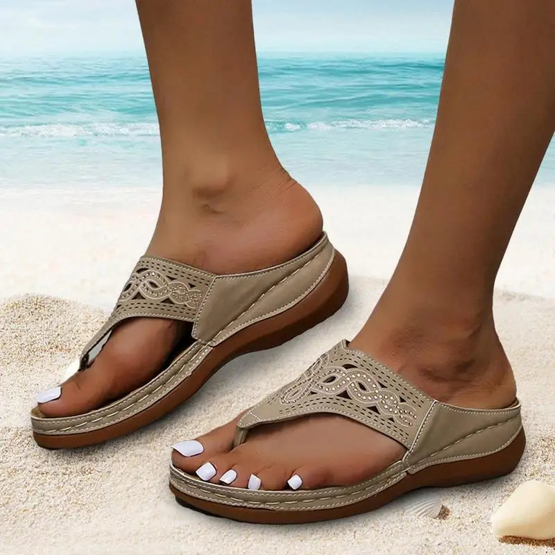 Womens Orthopedic Sandals Orthopedic Flip-Flops With Arch Support Thick Sole Slippers Non-Slip For Daily Wear Beach