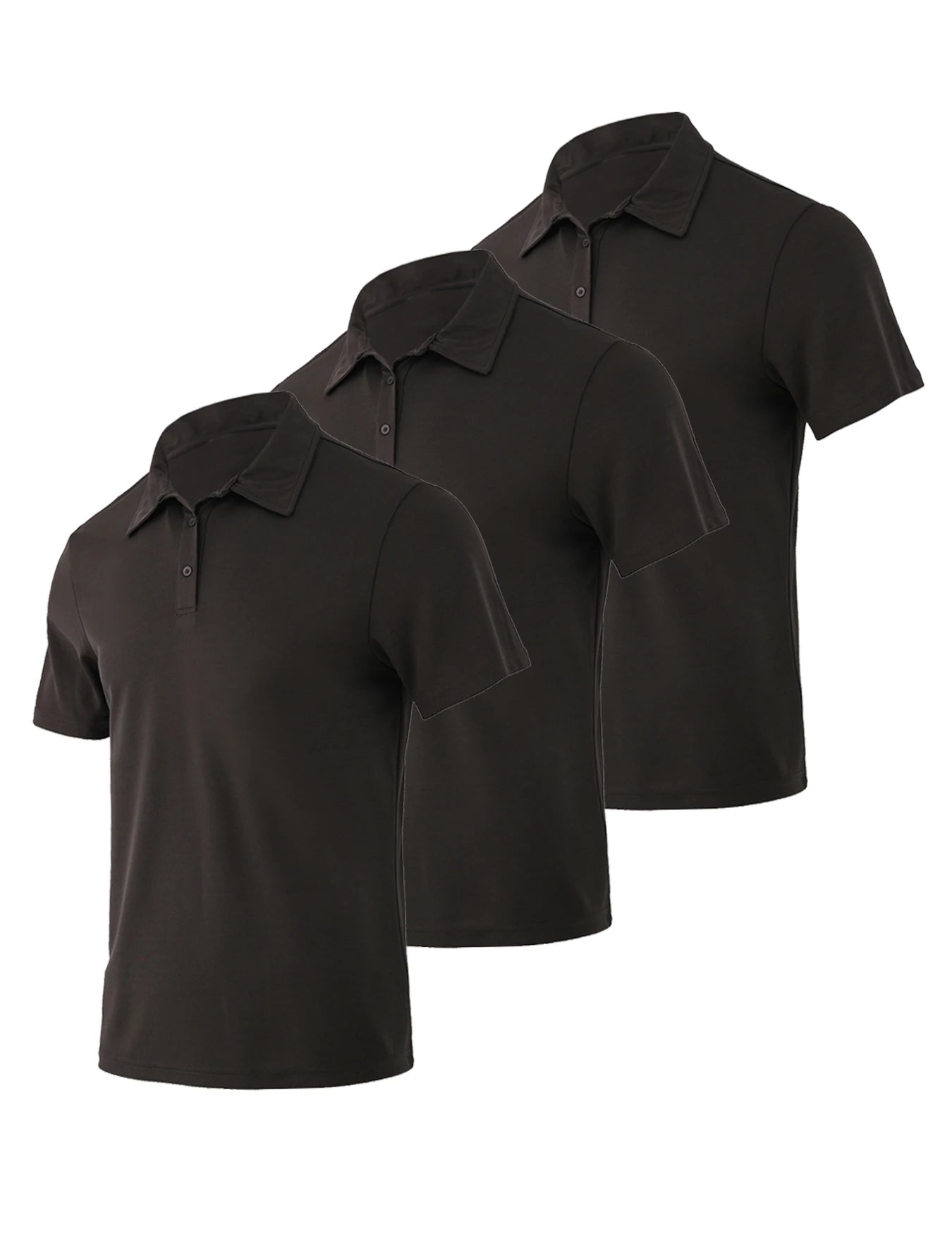 3-piece men's quick drying sport polo shirt stretchy slim fit summer solid color lapel short sleeved top